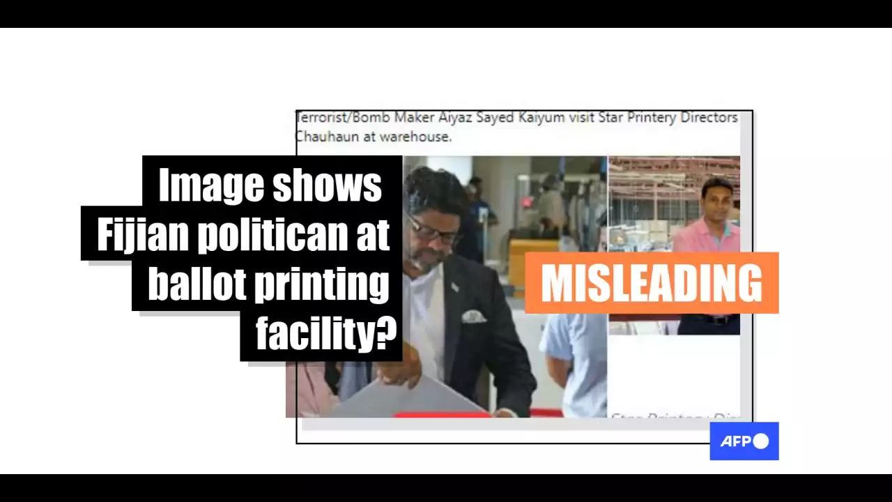 Old photo of Fijian ruling party politician on visit to ballot printing press misleads ahead of polls