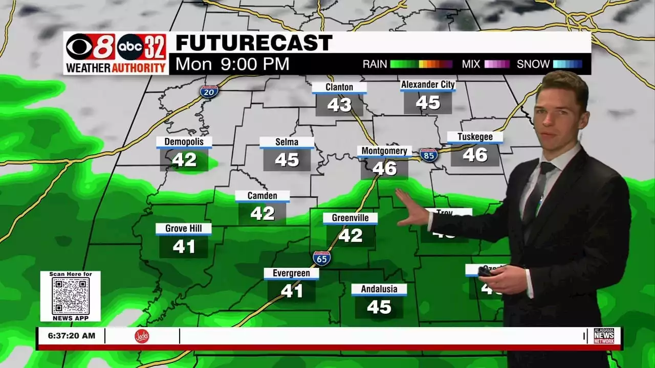 Clouds Increase Monday; Rain Monday Night, Tuesday - Alabama News