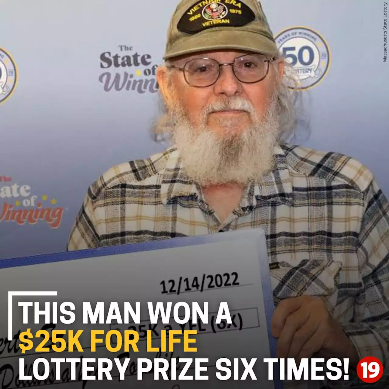 Man wins $25K for life lottery prize … six times