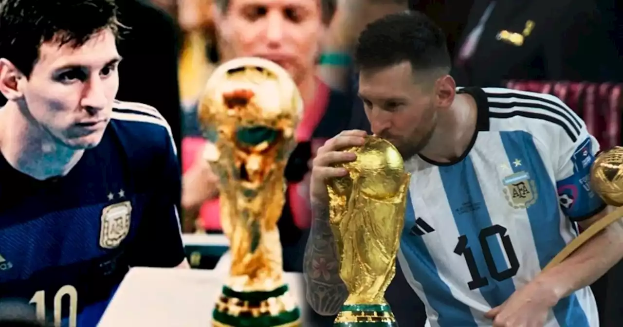 El beso más esperado: Messi con la Copa del Mundo