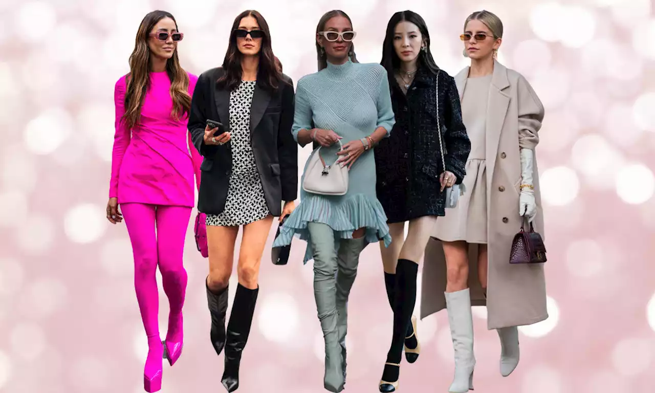 Inspírate en los diez mejores looks del 'street style' para combinar un minivestido en invierno