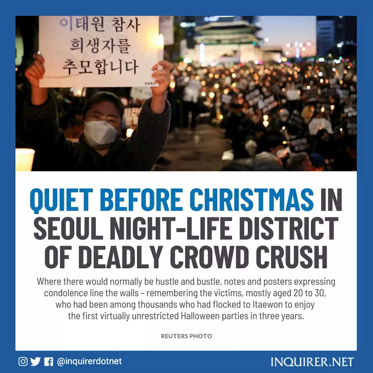 Quiet before Christmas in Seoul night-life district of deadly crowd crush