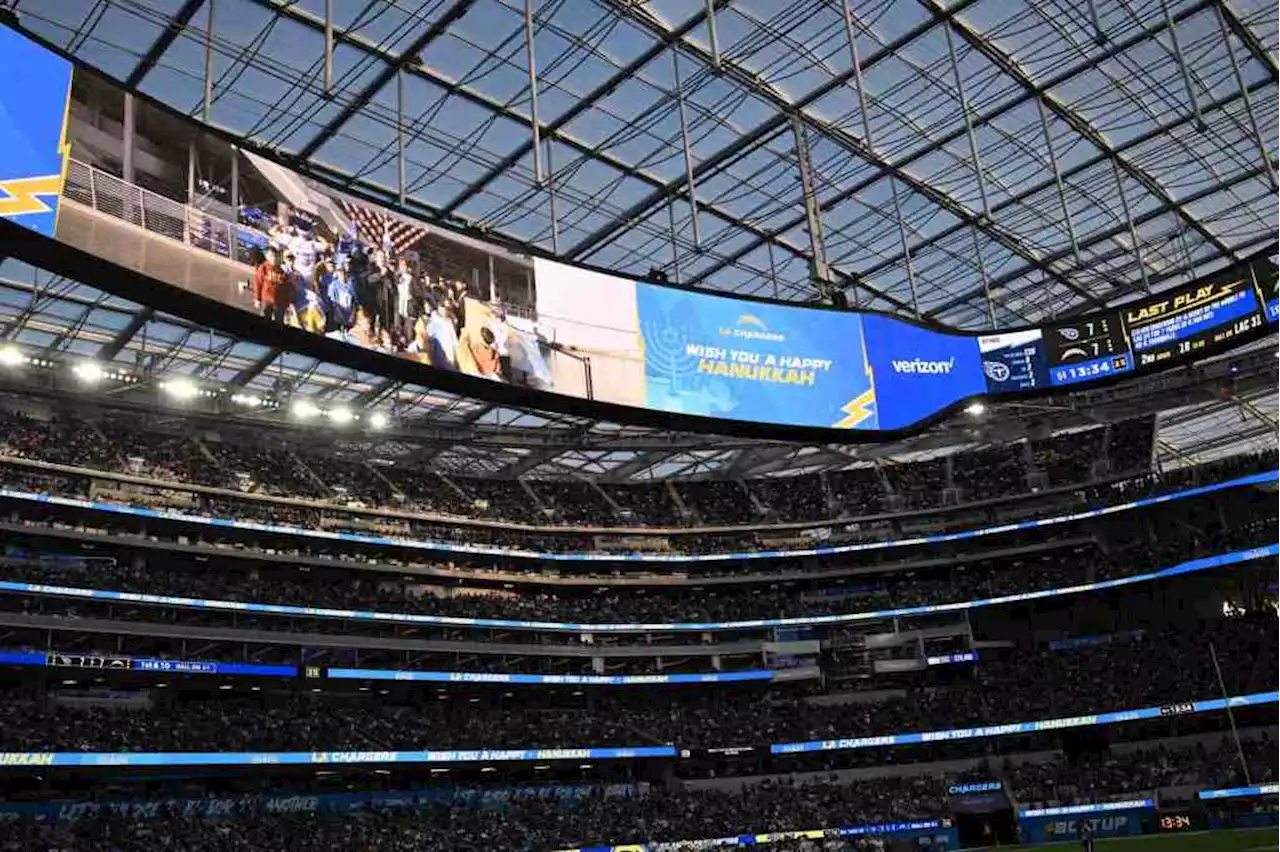 Nearly 70,000 people at So-Fi Stadium witness lighting of menorah at Chargers game