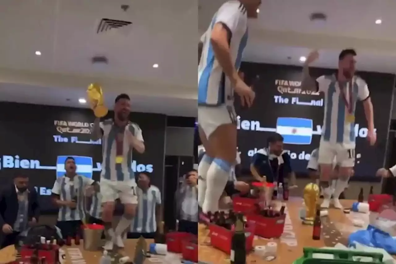 Lionel Messi, como nunca se lo vio: la explosión de alegría arriba de la mesa del vestuario