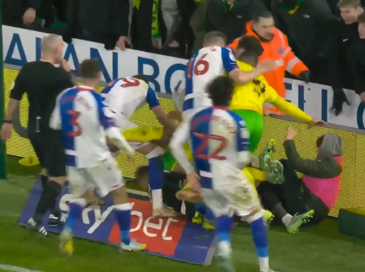 Eden Hazard part two? Ball boy saved from melee by steward and Blackburn star