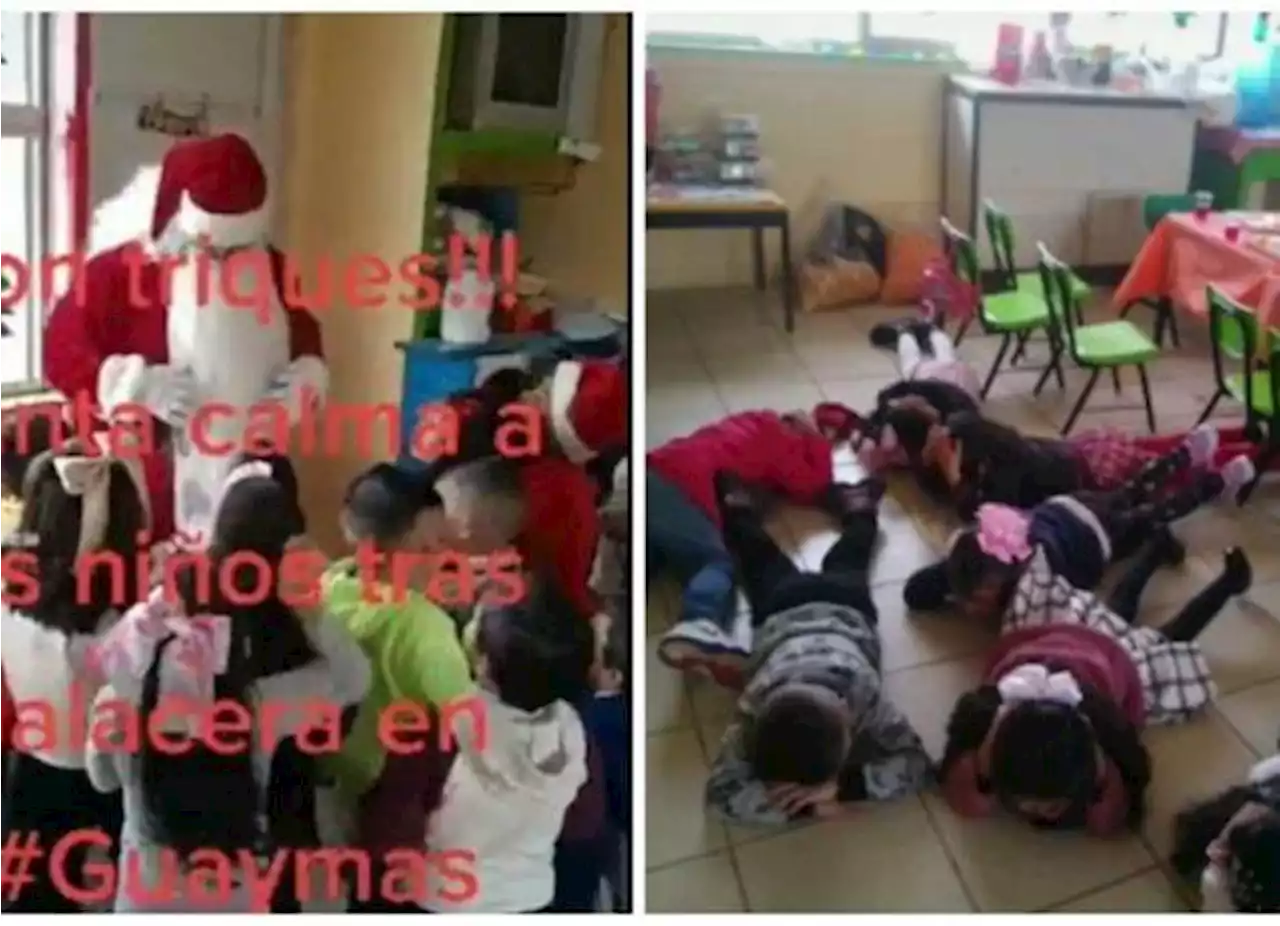 En Sonora, director de kínder tranquiliza a niños vestido de Santa Claus durante balacera