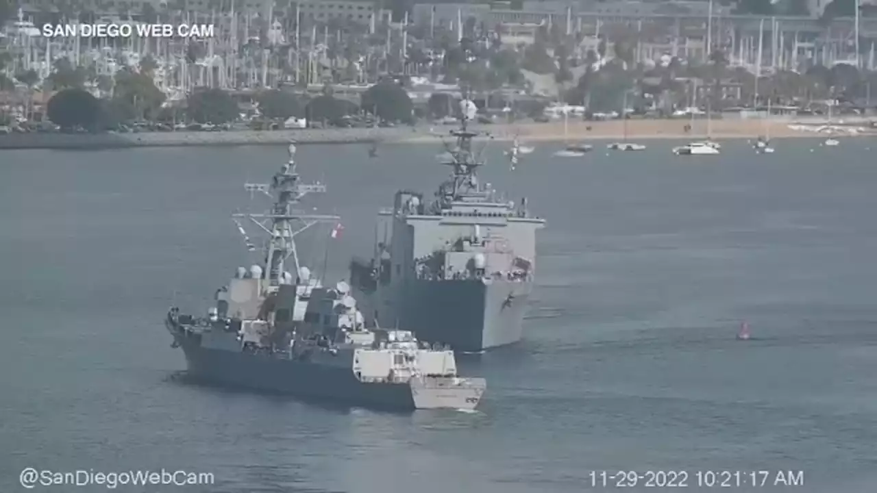 Navy warships narrowly avoid colliding in San Diego Bay | VIDEO