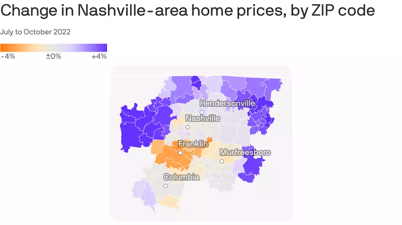 Nashville-area housing price changes by ZIP code