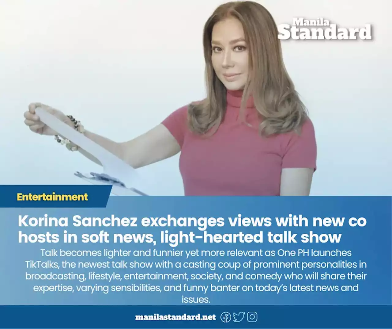 Korina Sanchez exchanges views with new co hosts in soft news, light-hearted talk show