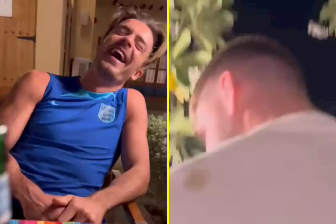 Grealish left in hysterics after Shaw is pooed on by a bird during World Cup dinner