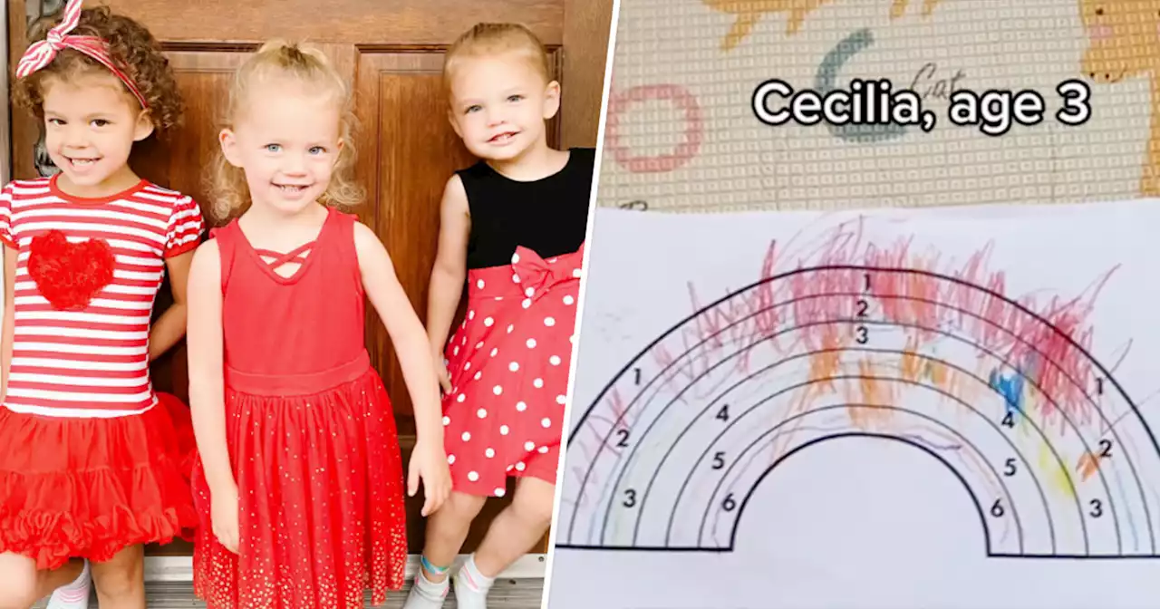 Toddler triplets' drawings show why siblings shouldn't be compared