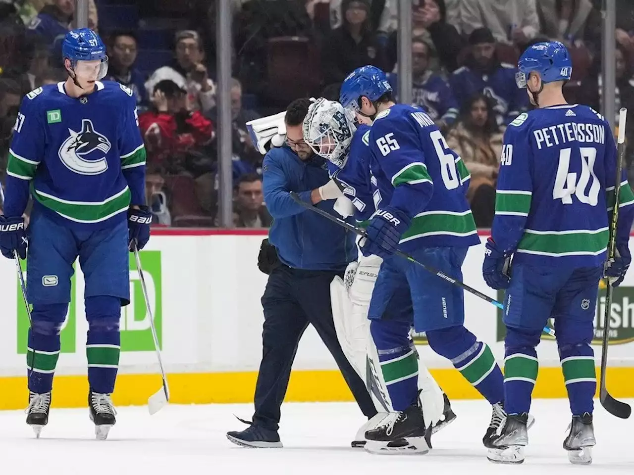 Canucks goaltender Thatcher Demko suffers first-period leg injury