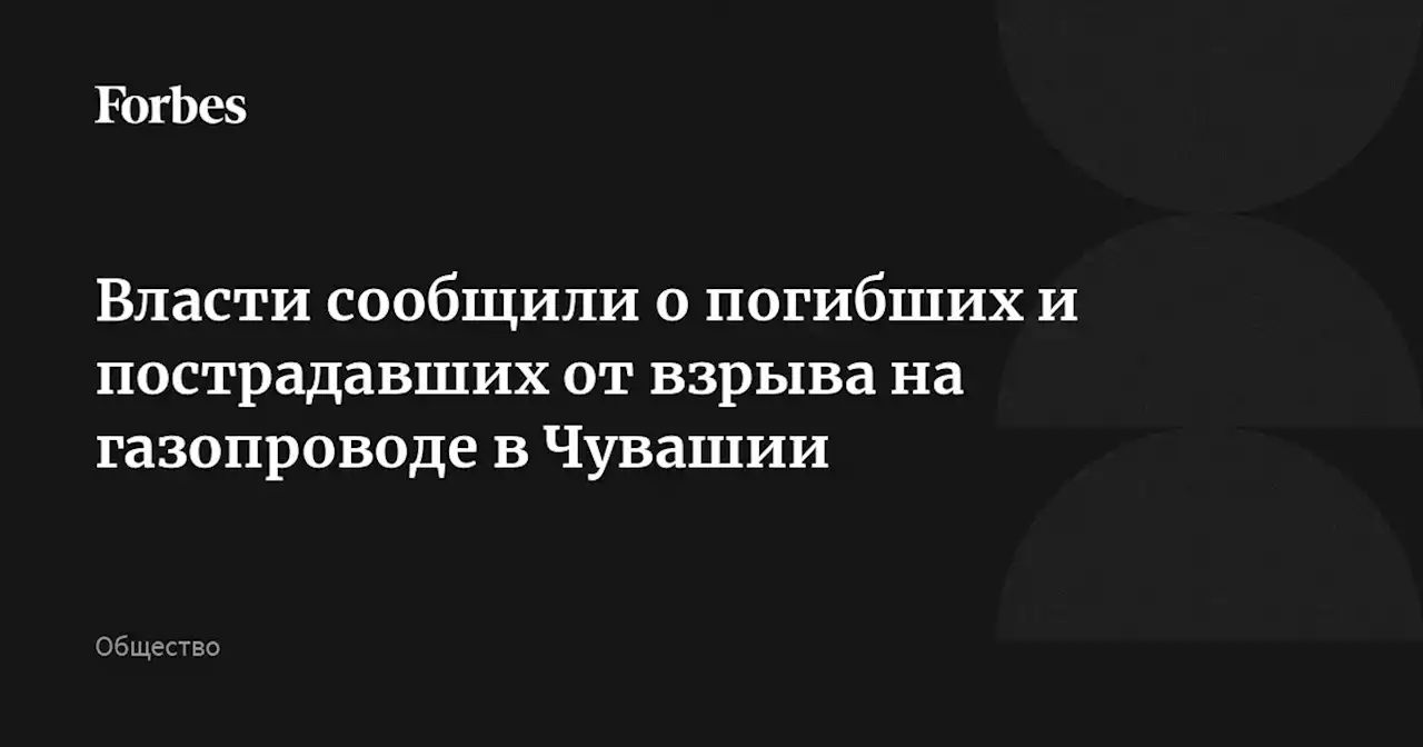 Власти сообщили о погибших и пострадавших от взрыва на газопроводе в Чувашии