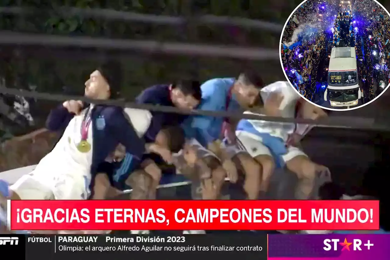 Power line nearly takes out Lionel Messi, Argentina players during World Cup parade