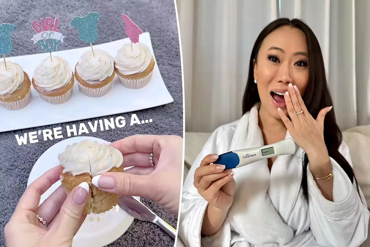 Pregnant Kelly Mi Li announces sex of first baby with cupcake reveal