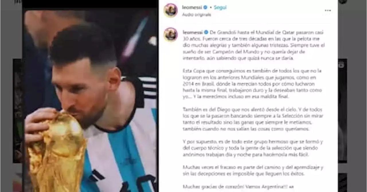 Argentina campione, le parole di Messi dopo il trionfo