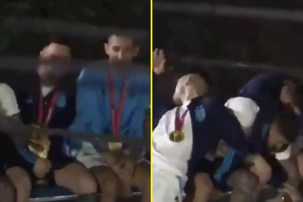 Messi and Argentina teammates almost knocked off open-top bus during 4am parade