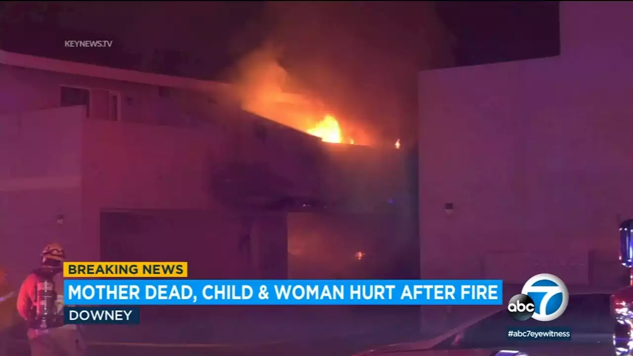 Mother killed, 12-year-old boy injured in fire at Downey apartment