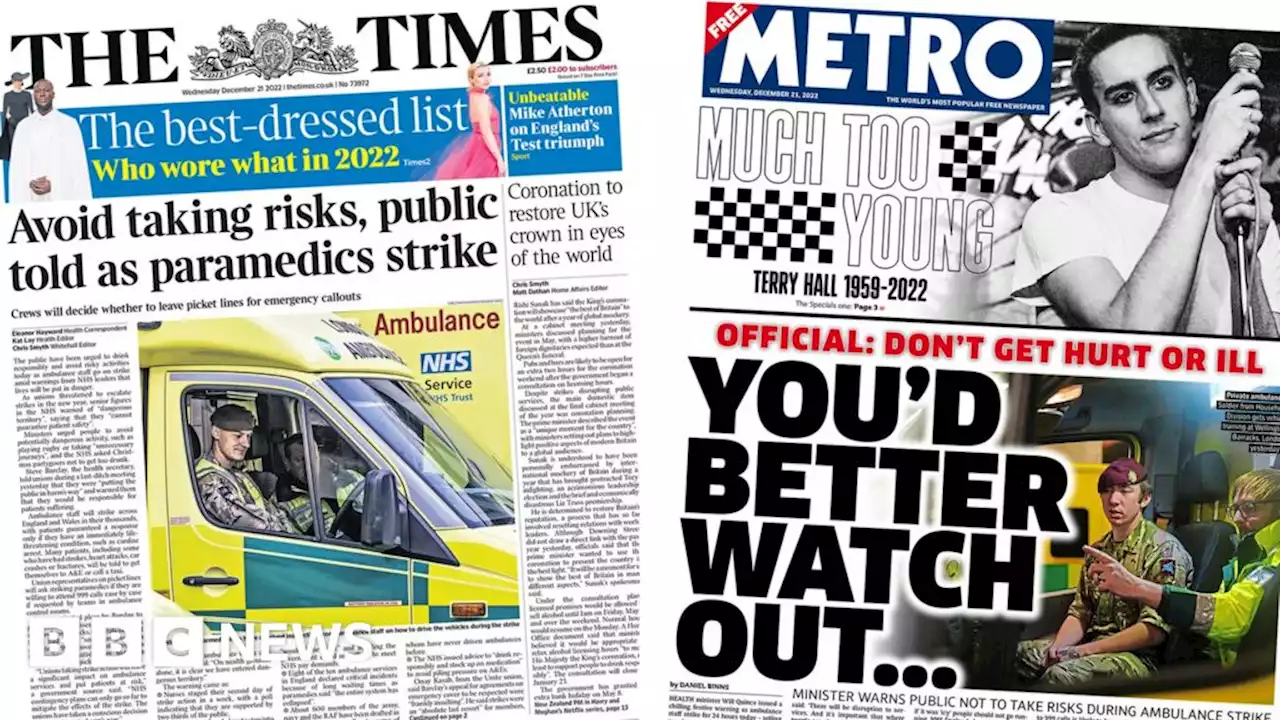 Newspaper headlines: 'You'd better watch out' and 'avoid taking risks'