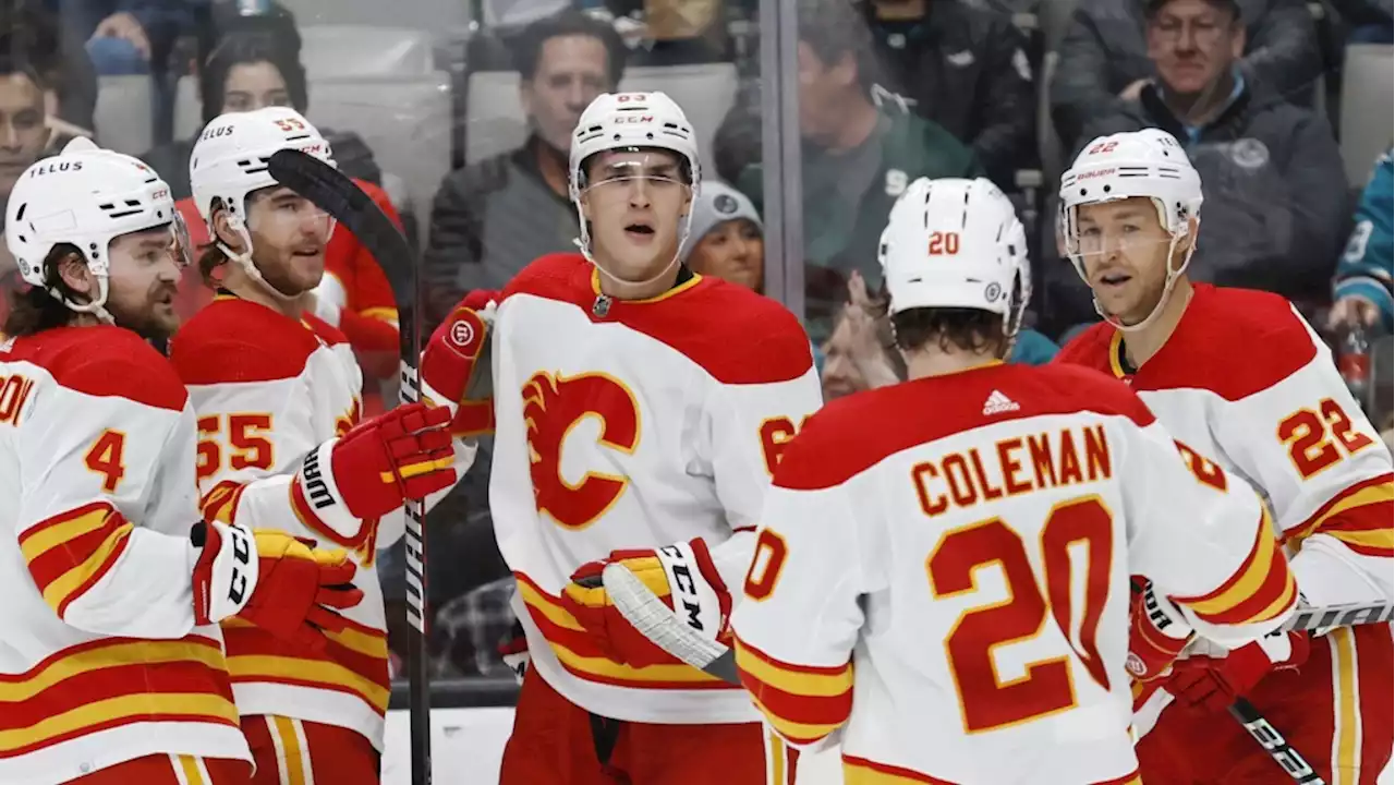 Toffoli and Kadri both score twice, Flames beat Sharks 7-3