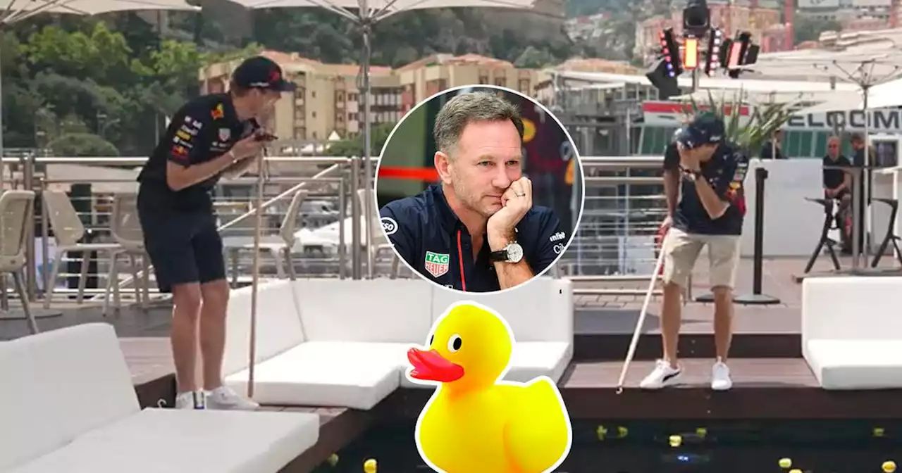 No respetan al ‘jefe’: La broma de Checo y Verstappen a Christian Horner con un pato (VIDEO)