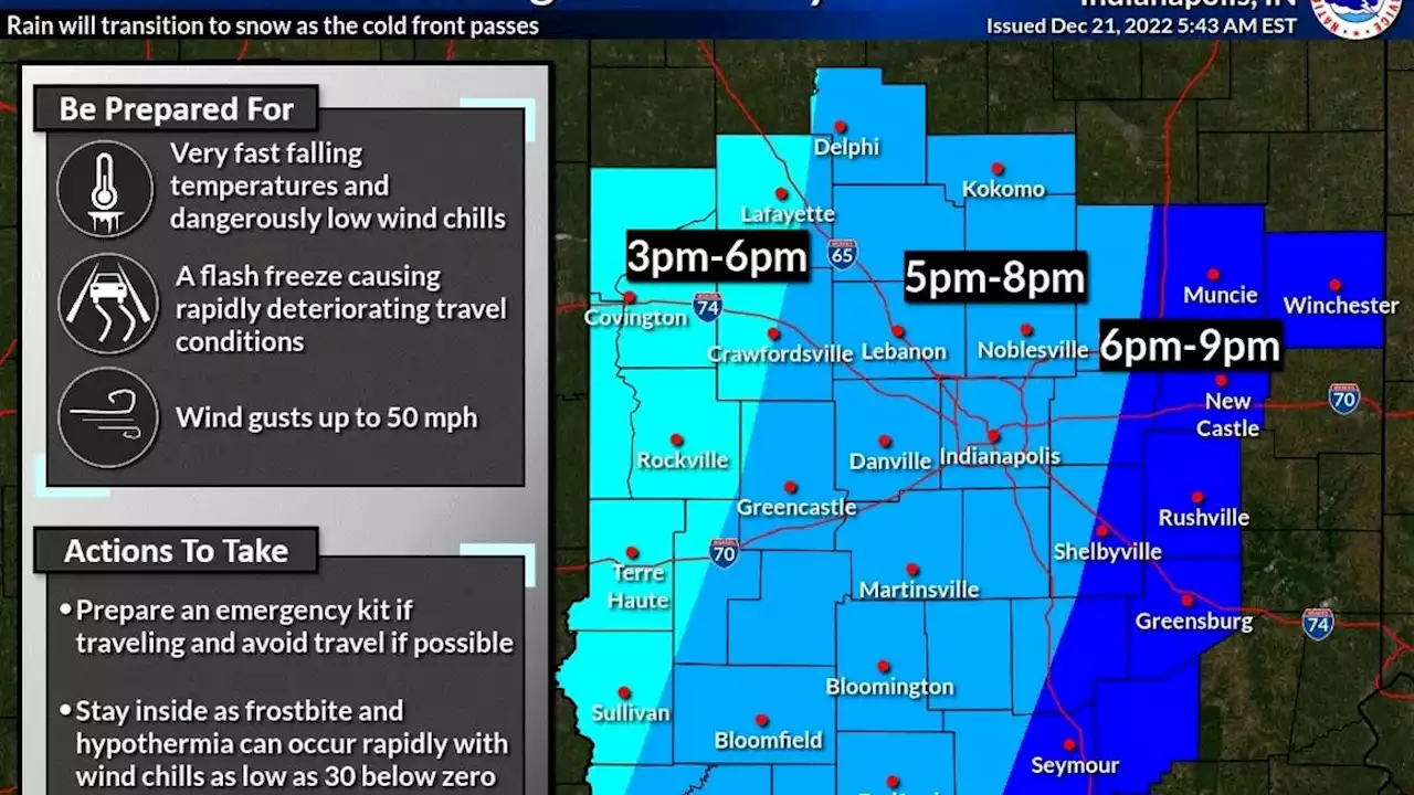 Forecasters warn of 'flash freeze' from winter storm arriving in Indiana Thursday