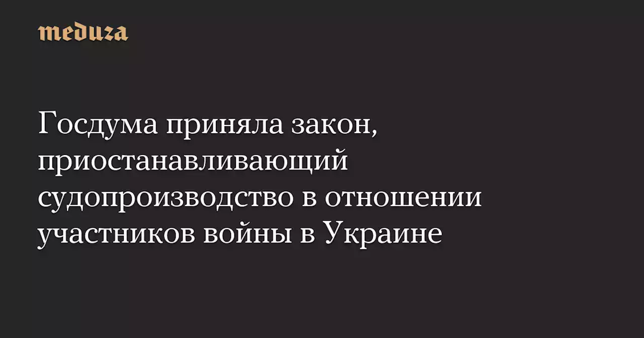 Госдума приняла закон, приостанавливающий судопроизводство в отношении участников войны в Украине — Meduza