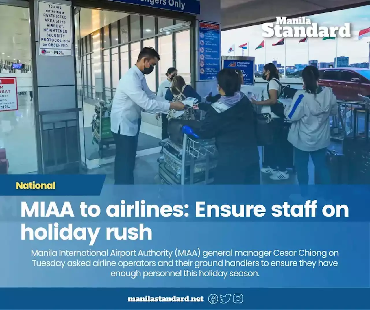 MIAA to airlines: Ensure staff on holiday rush