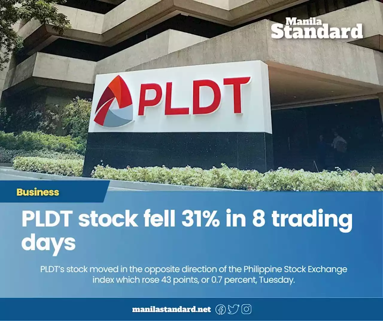 PLDT stock fell 31% in 8 trading days