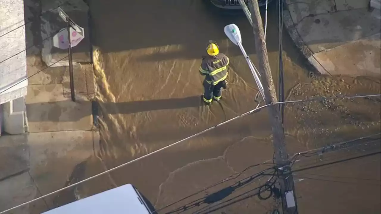 Water Main Break Sends Water Rushing Through Manayunk Streets