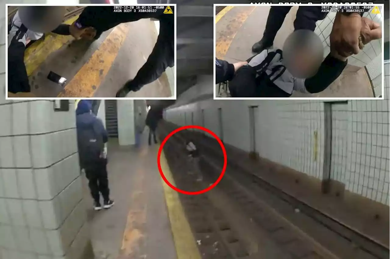 Bodycam footage shows NYPD cops rescuing man who fell onto subway tracks