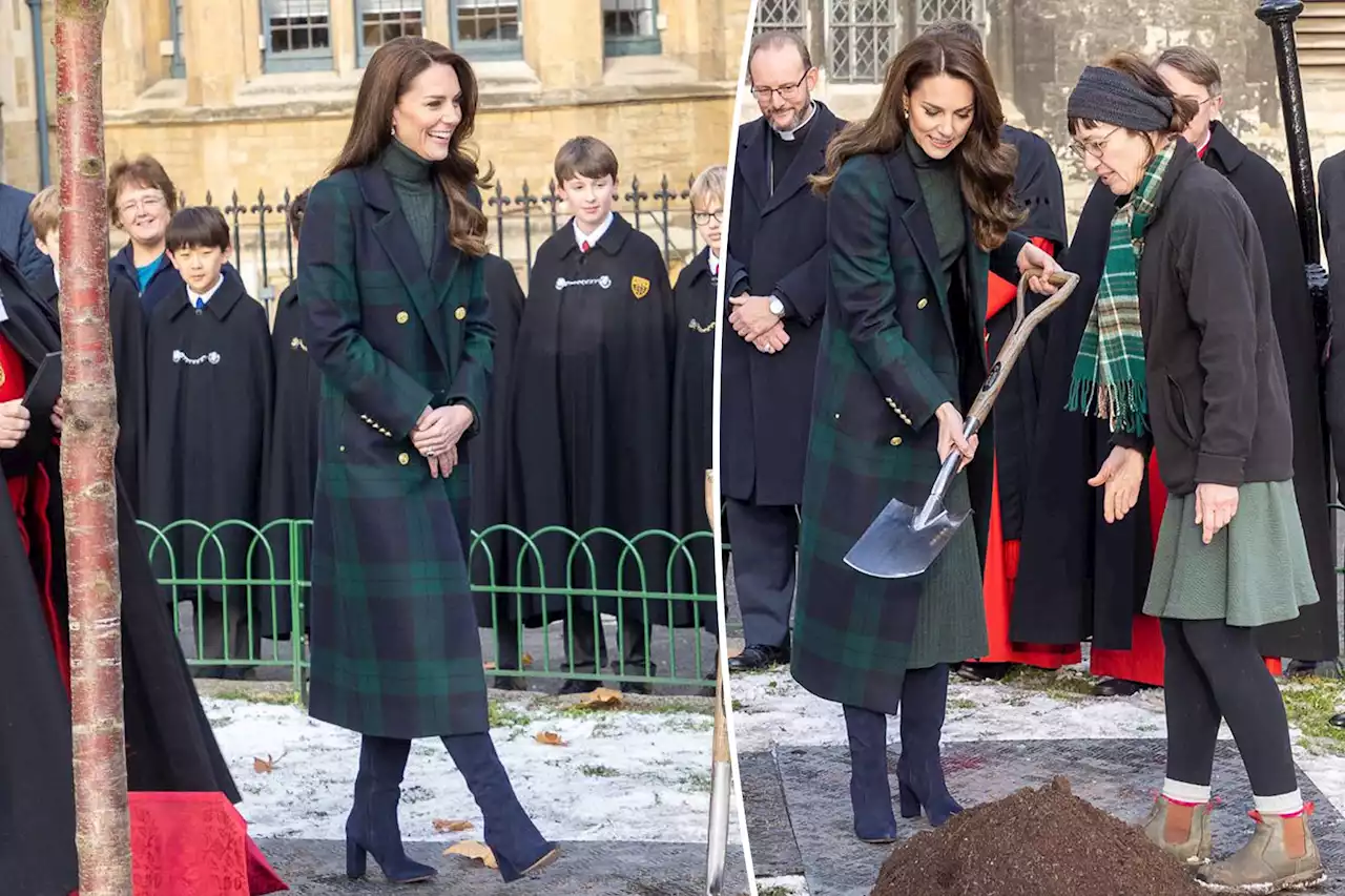 Kate Middleton looks festive in holiday-ready tartan coat