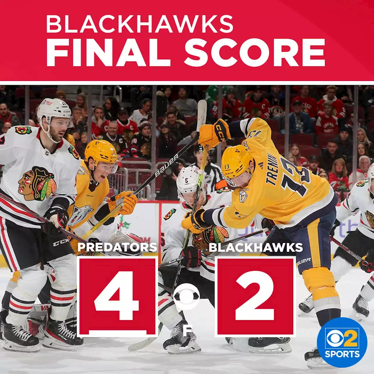 Blackhawks drop to 3-18-4 in last 25 games as they lose to Nashville Predators