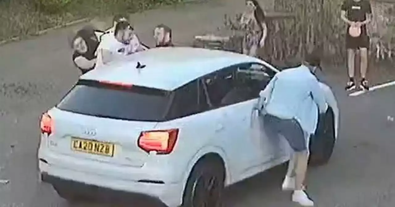 Horrifying moment 'immature' driver reverses Audi into crowd of people