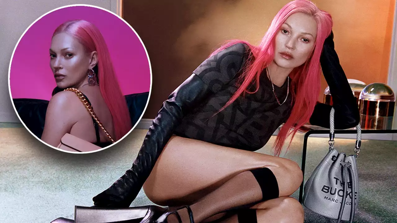 Kate Moss models electric pink hair reminiscent of iconic '90s makeover for new Marc Jacobs campaign