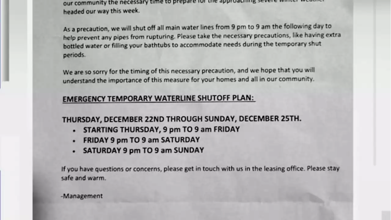 Ask Amy: Can my landlord shut off my water before the freeze?