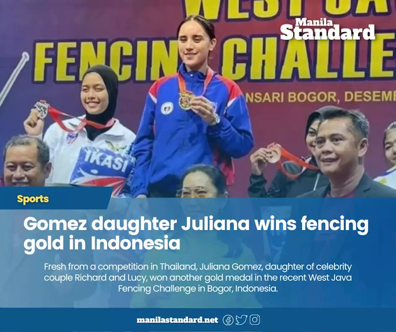 Gomez daughter Juliana wins fencing gold in Indonesia