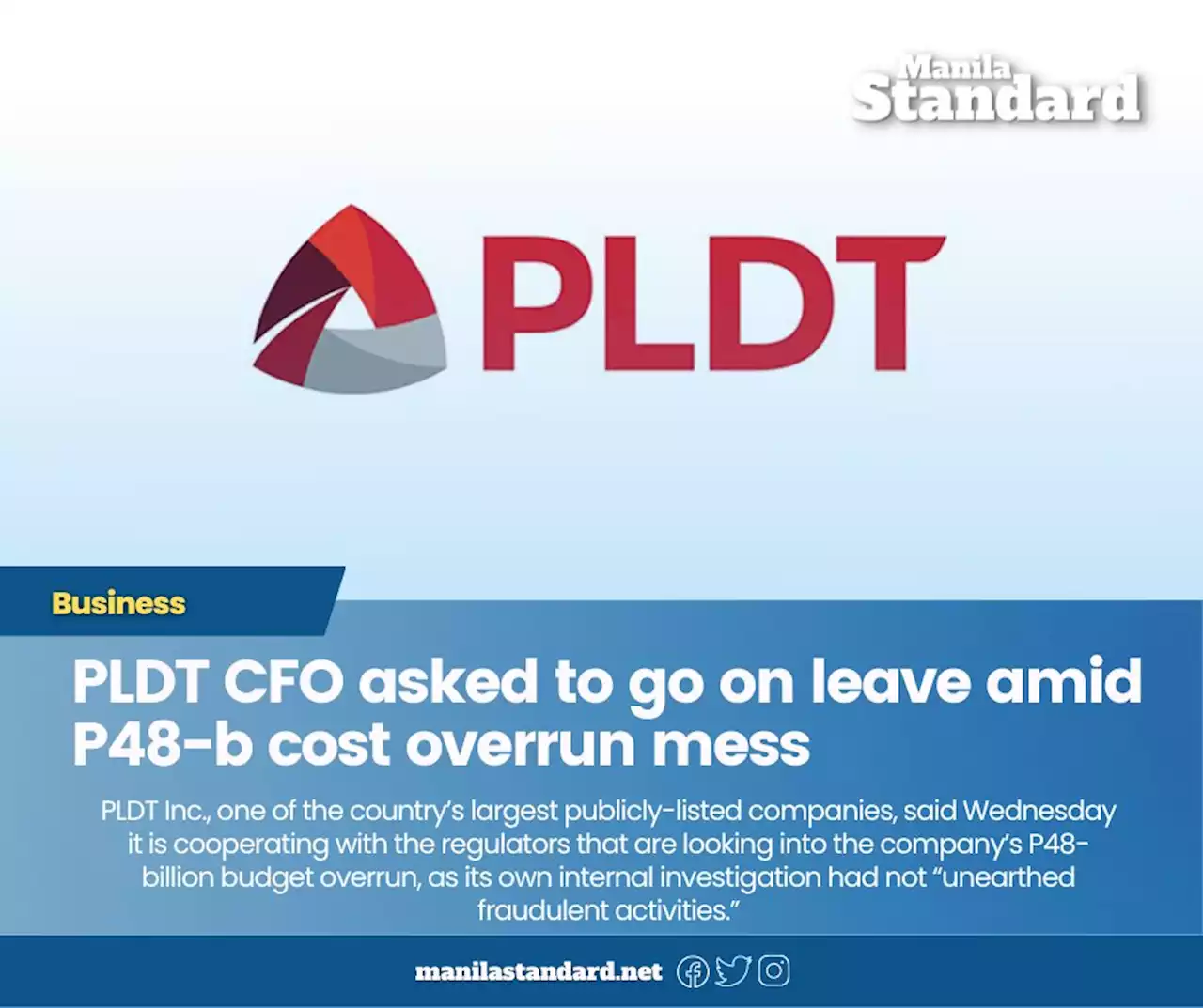 PLDT CFO asked to go on leave amid P48-b cost overrun mess