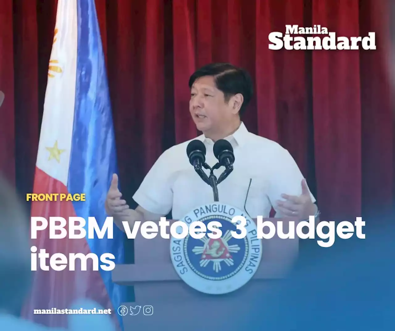 PBBM vetoes 3 budget items