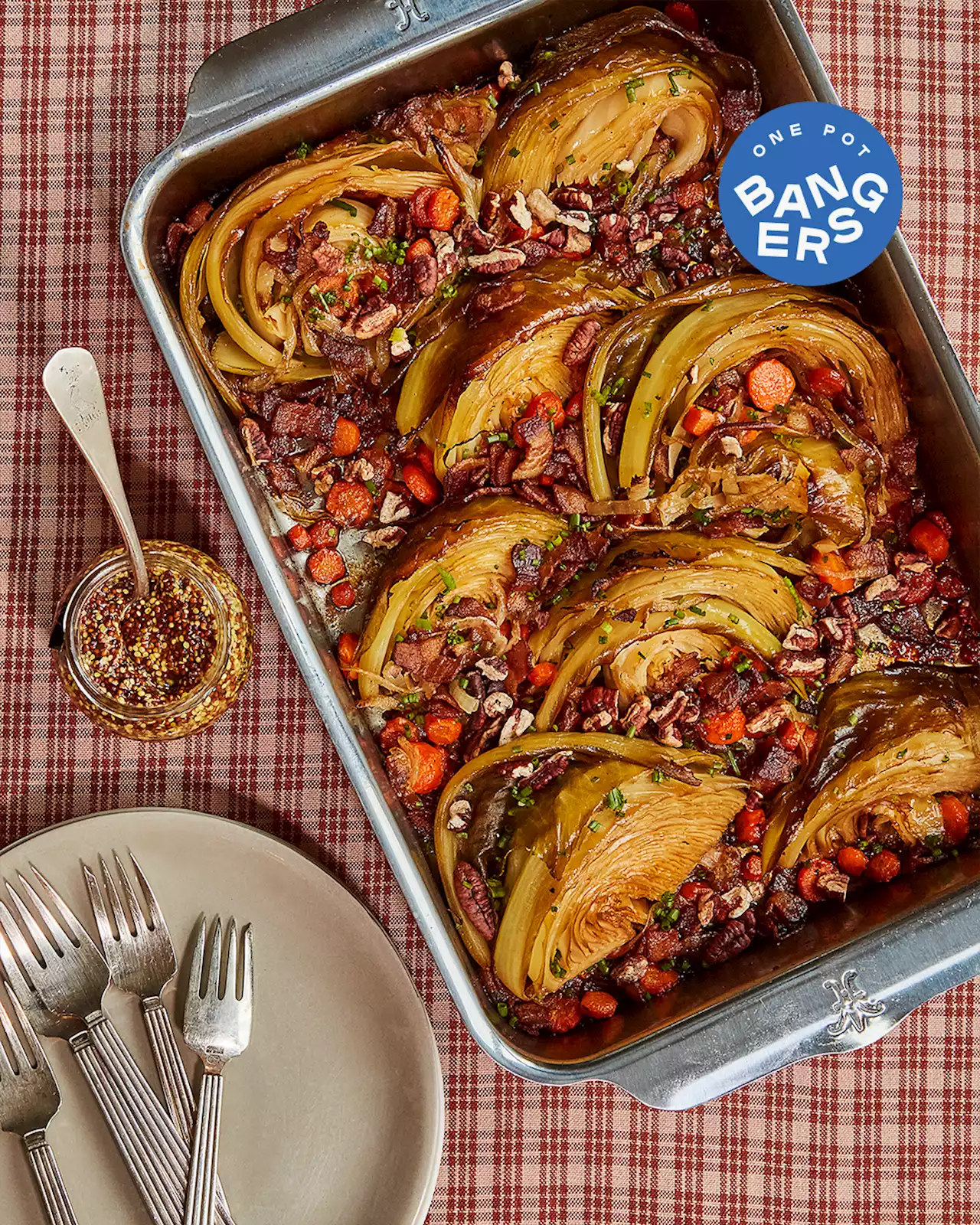 Melty Braised Cabbage with Bacon and Pecans