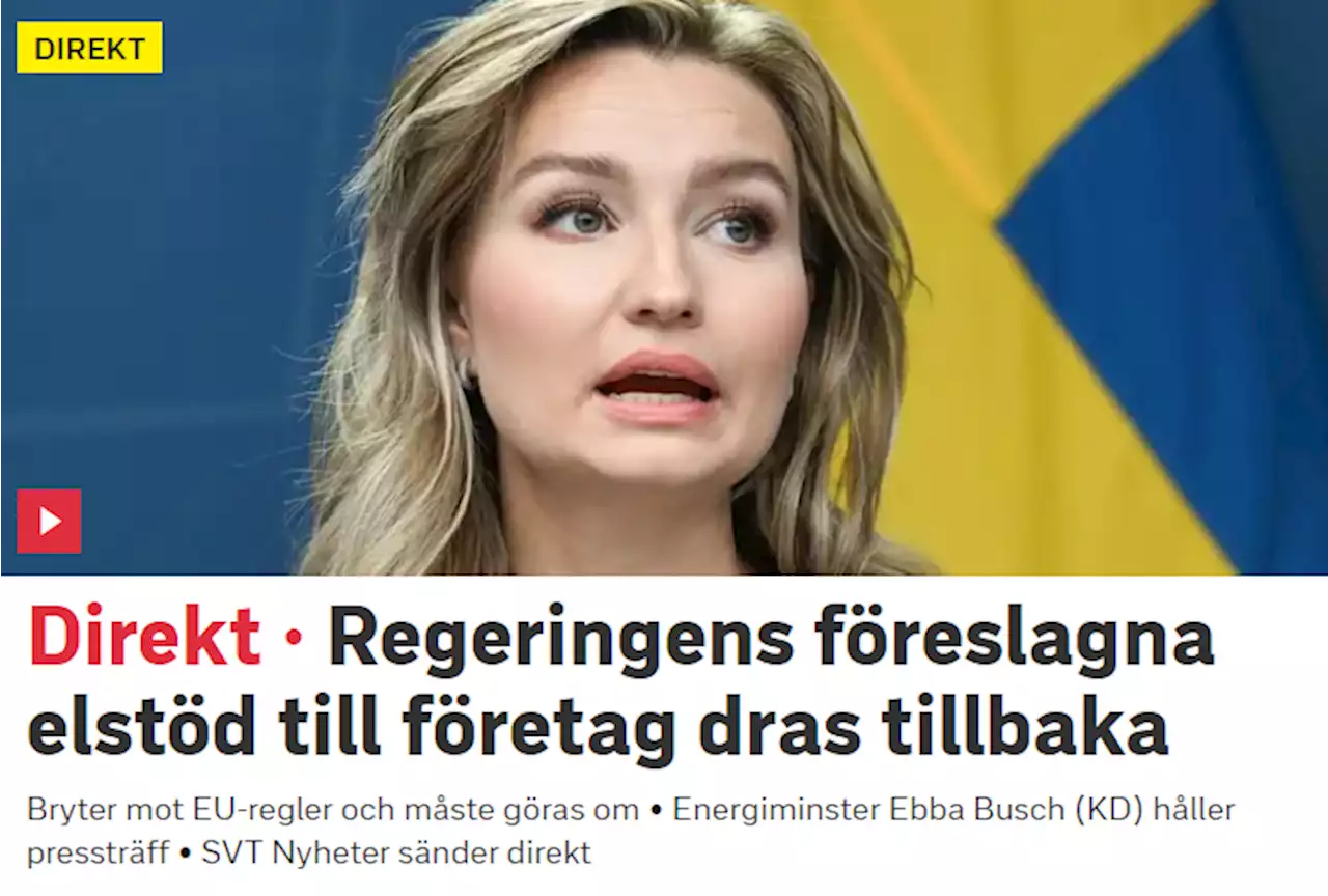 Energi- och näringsminister Ebba Busch (KD) håller pressträff om elstöd till företag