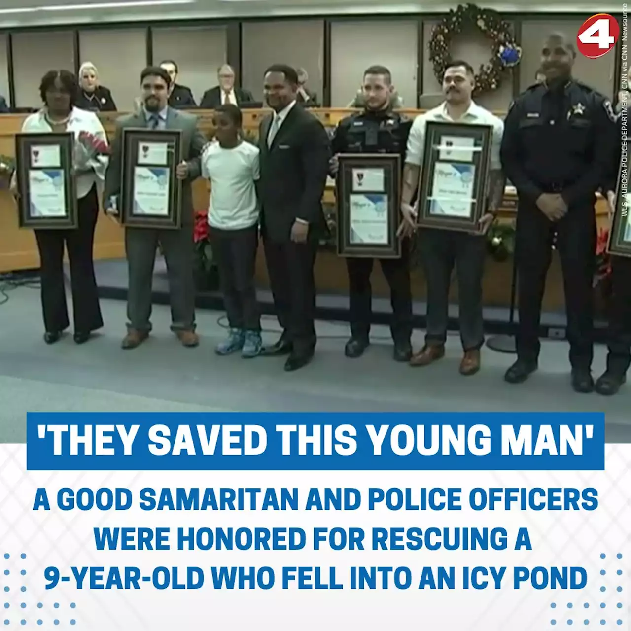 Good Samaritan, police officers honored for saving boy from icy pond