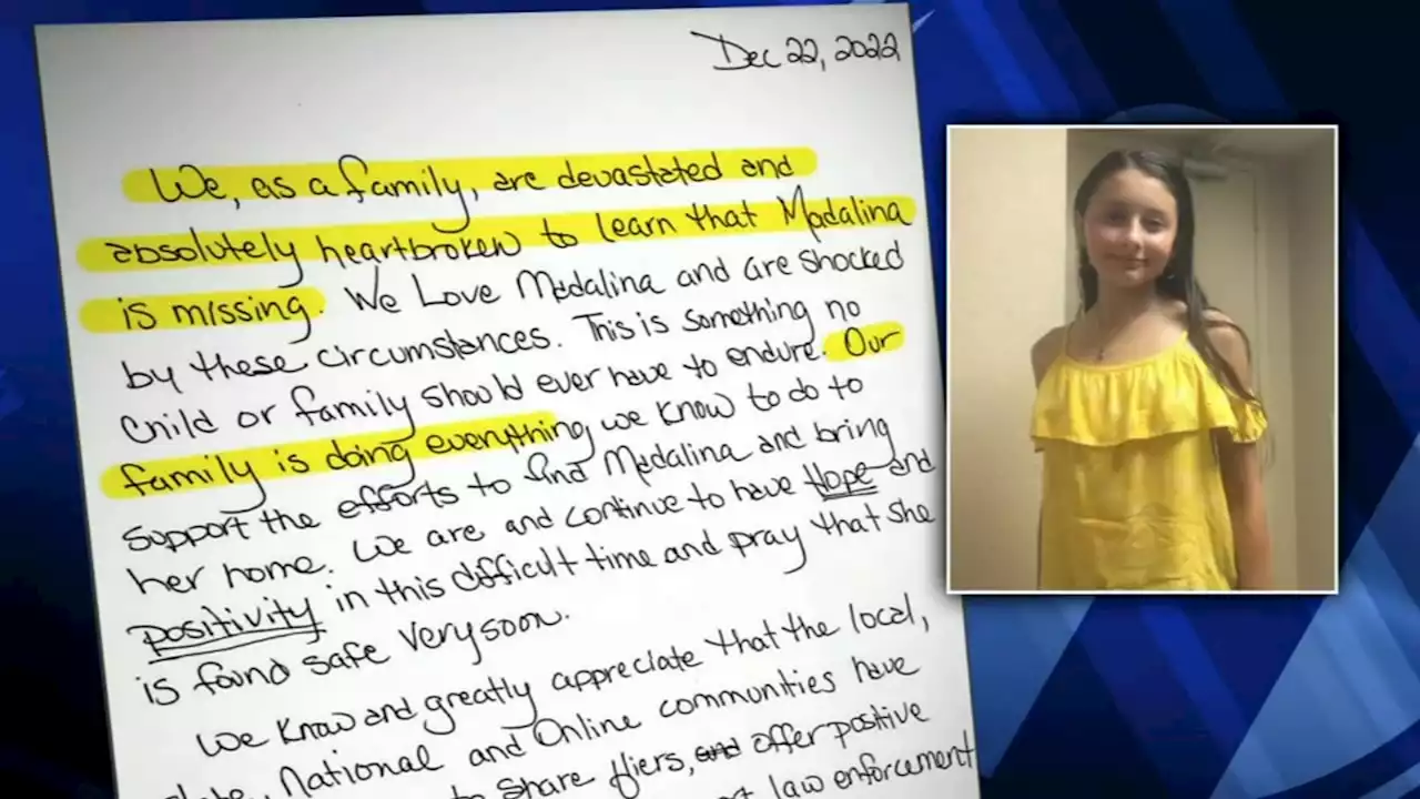 'Heartbroken...desperate to find her': Family of missing 11-year-old pens handwritten plea for help