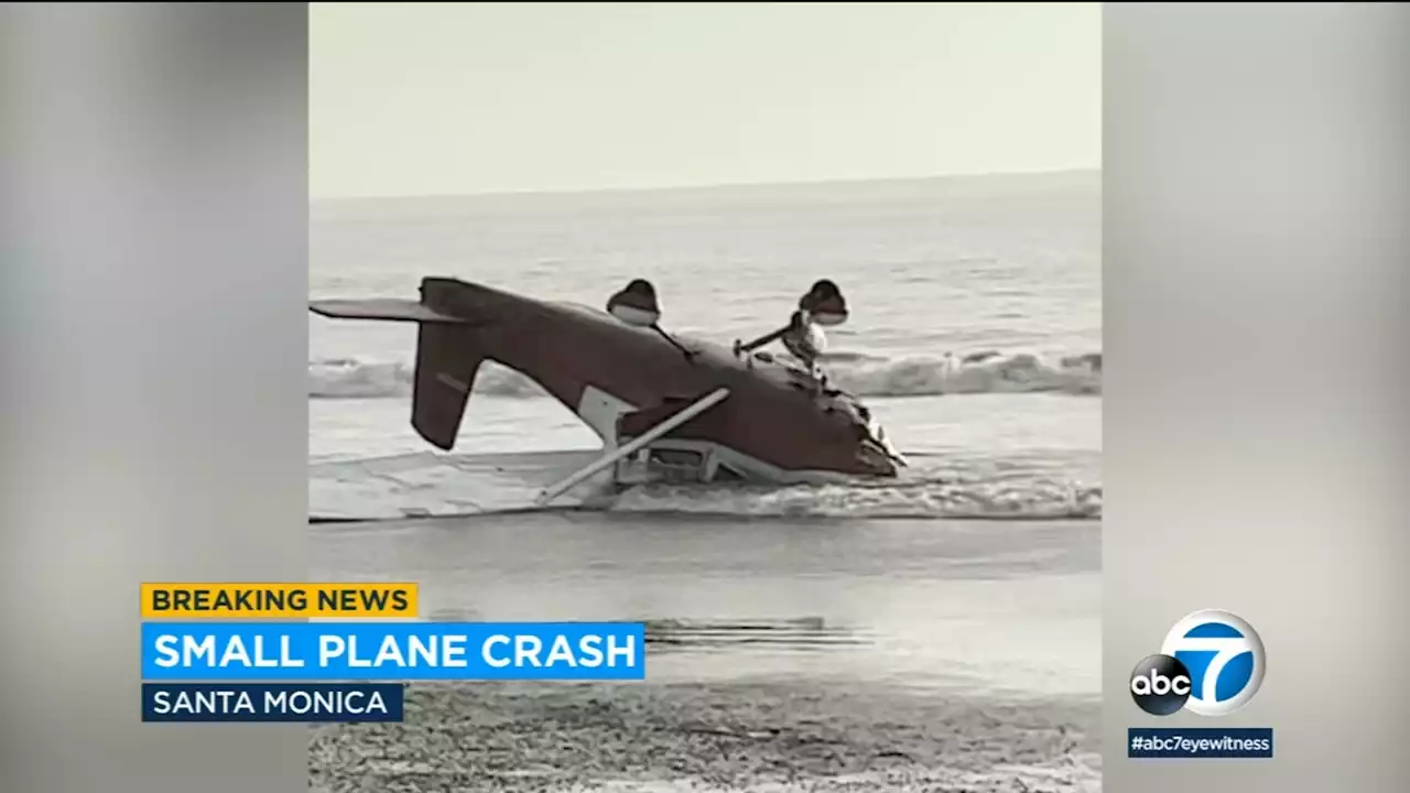 2 injured after small plane flips, crashes along Santa Monica Beach shoreline