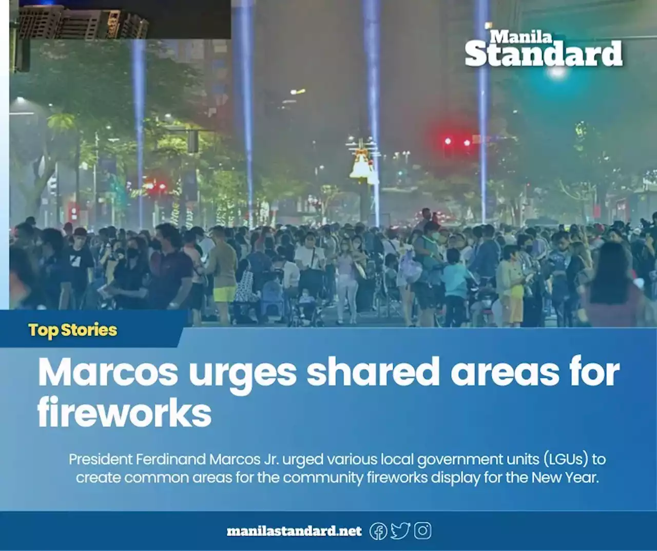 Marcos urges shared areas for fireworks