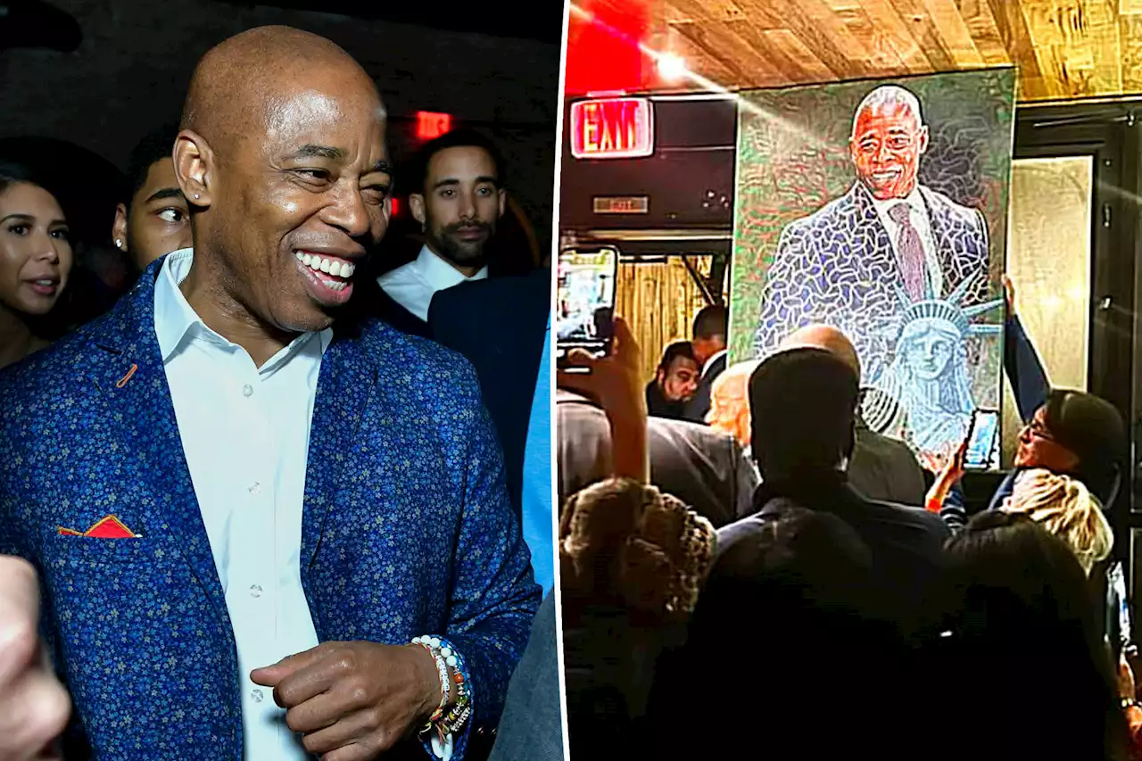 Mayor Eric Adams gifted giant portrait of himself at holiday party