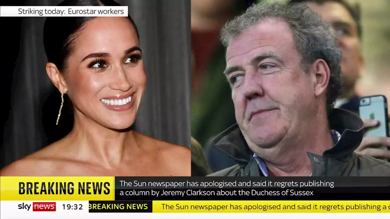 The Sun apologises over Jeremy Clarkson's column about Meghan