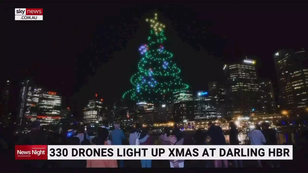 High-tech drones light up Darling Harbour to celebrate Christmas