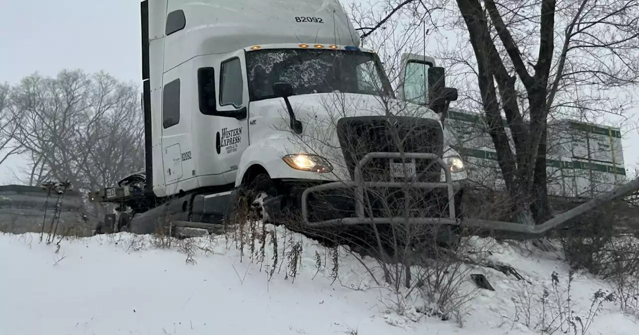 Semi-truck jackknifes on I-90 at East 72nd Street in Cleveland