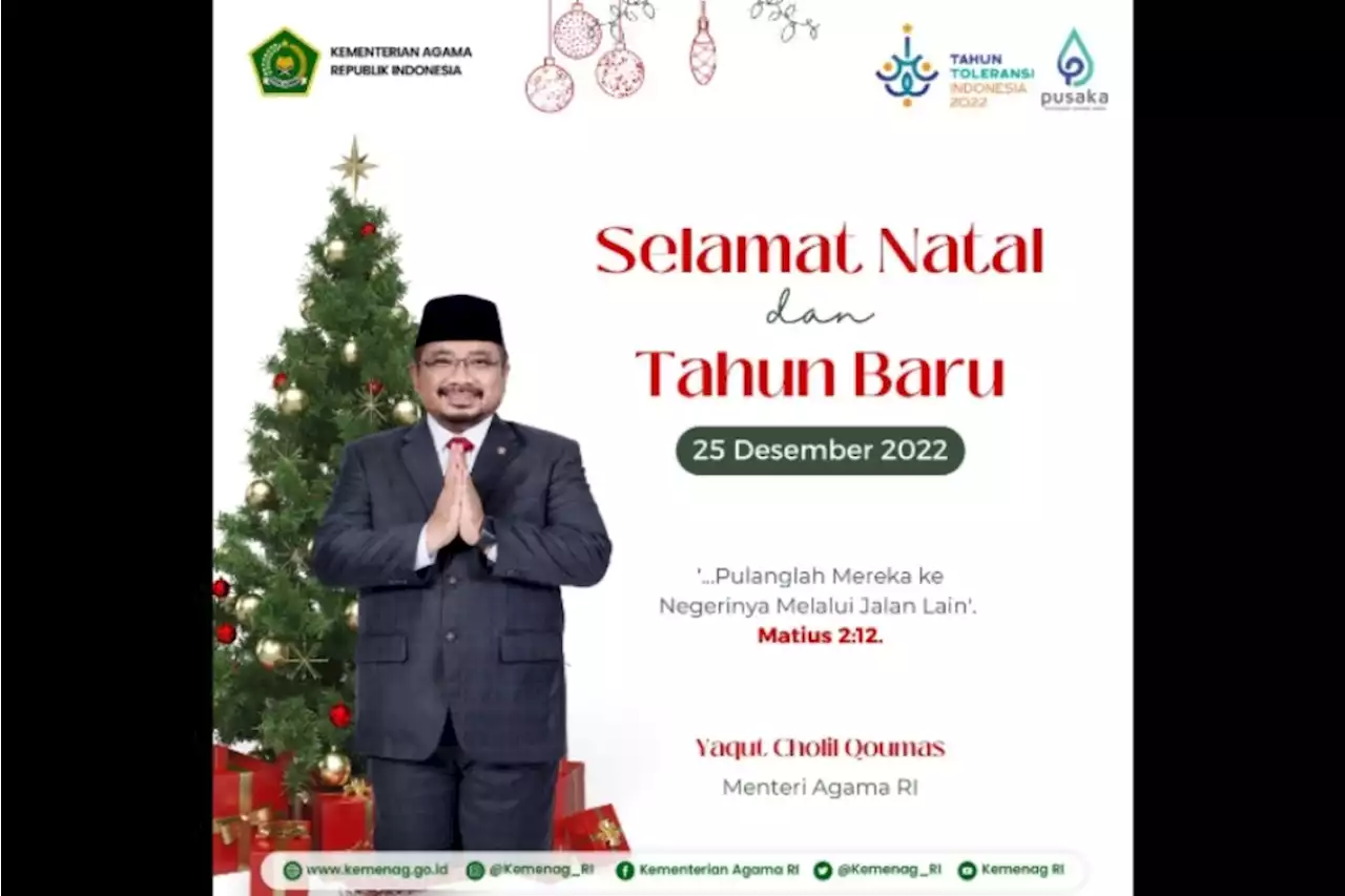 Pesan Menag di Perayaan Natal 2022: Tebarkan Nilai-nilai Kebaikan